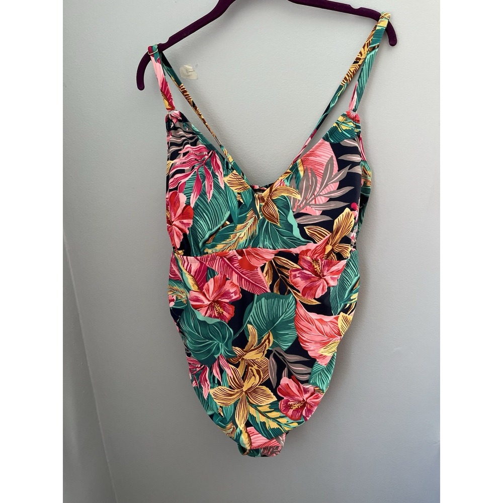 kona sol, Women's, swimsuit Size 24W Floral Hawaiian Print Adjustable Strap